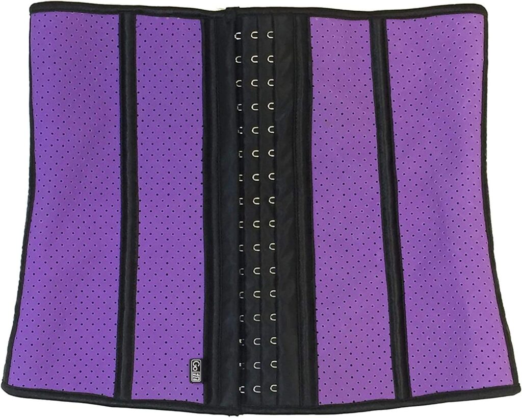 corset waist trimmer purple and black